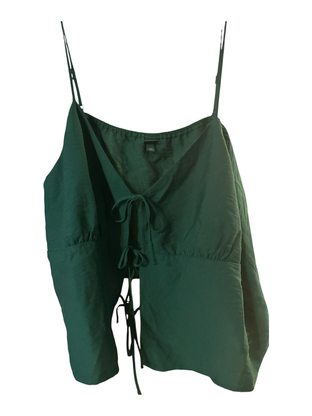 NWT wild fable Dark Green Tie-Front Crop Cami 4x rayon nylon cute